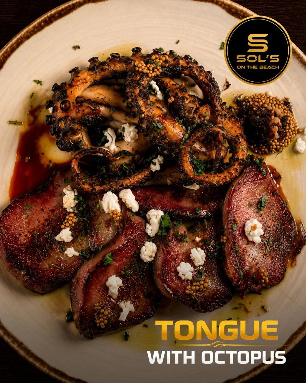 Tongue with octopus at Sol's On The Beach